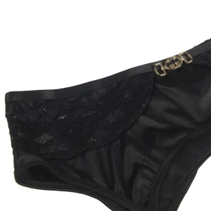 SUBBLIME - SET OF 3 PIECES BRA + THONG + LACE GARTER BLACK L/XL